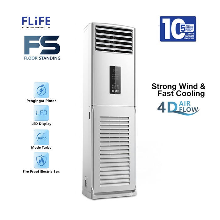 Flife AC Floor Standing 5 PK Standard Strong Wind Fast Cooling - FVC-48FS(S)