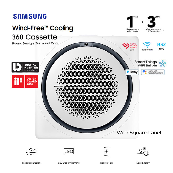 Samsung AC Cassette Inverter 360 Wind-Free Square Panel 6 PK - AC140FE6DKF/EA