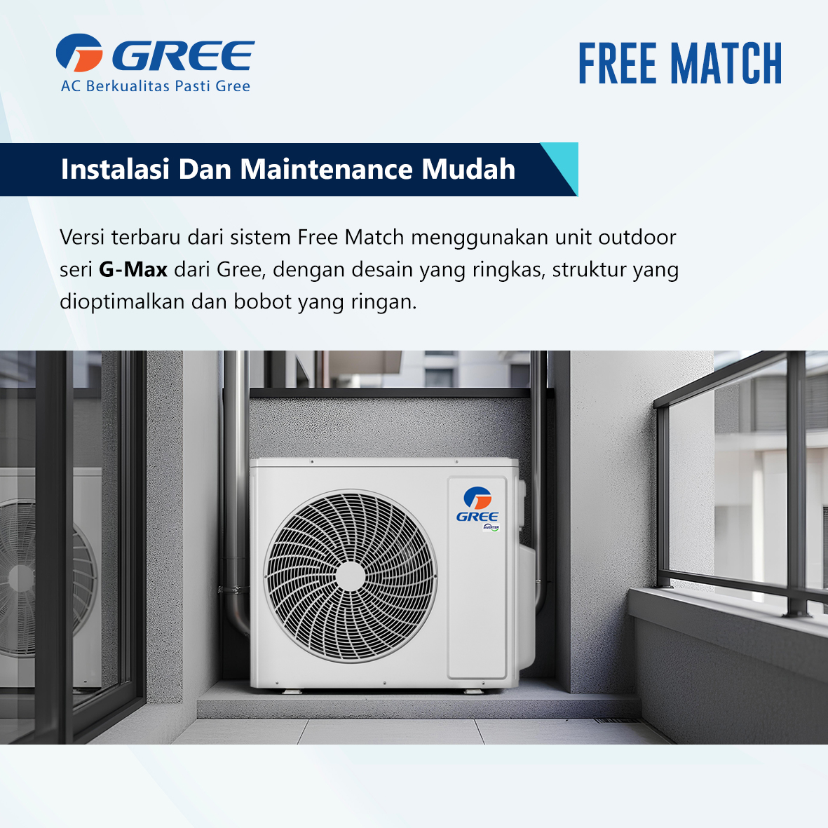 Gree AC Multi Split Inverter Free Match 1 PK Indoor Split - GWC-09AIRY-MCC/I