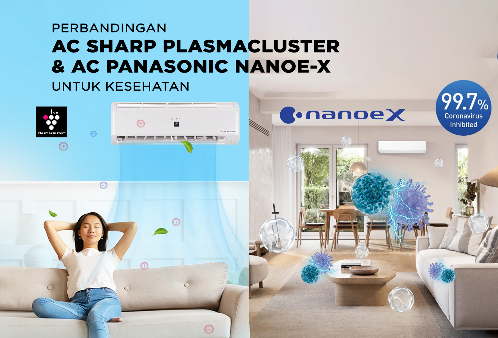 PERBANDINGAN AC SHARP PLASMACLUSTER DAN AC PANASONIC NANOE-X