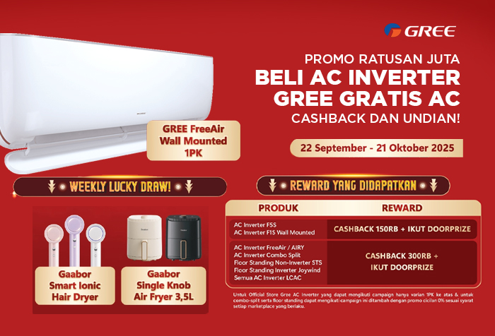PROMO BELI AC GREE GRATIS AC DAN CASHBACK TOTAL RATUSAN JUTA