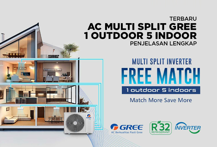AC MULTI SPLIT GREE FREE MATCH 1 OUTDOOR 5 INDOOR