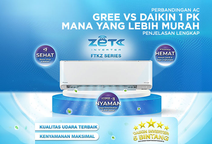 PERBANDINGAN AC INVERTER 1 PK GREE VS DAIKIN MANA YANG LEBIH MURAH