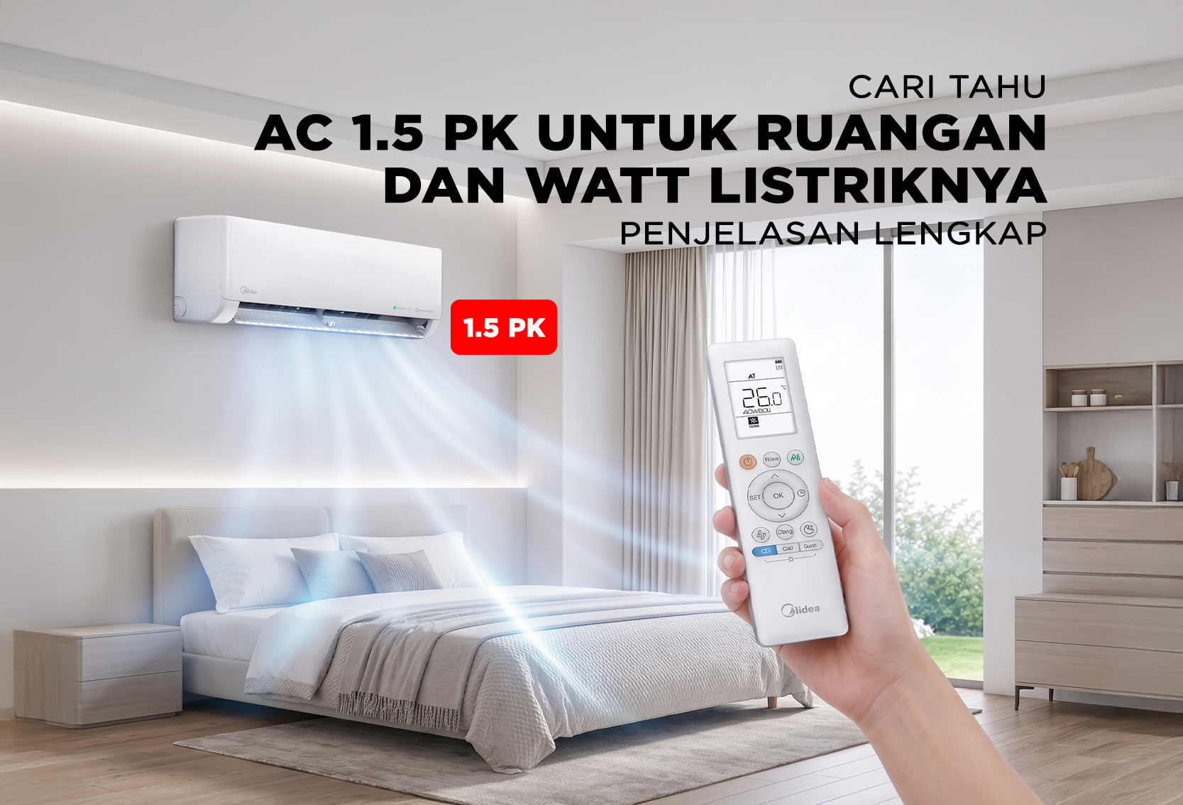 AC 1.5 PK UNTUK RUANGAN BERAPA DAN BERAPA WATT LISTRIKNYA